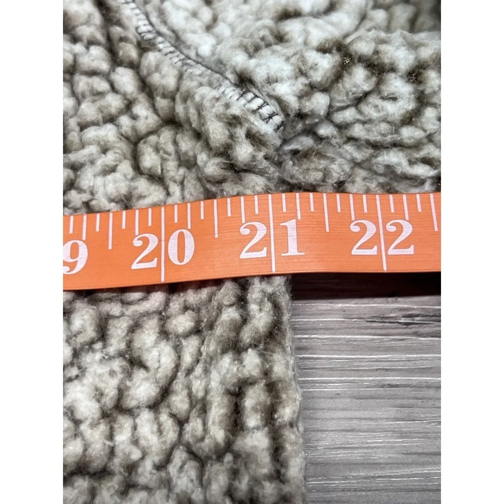 Grizzly Sherpa Mens 1/4 Zip Pullover Sweater Jacket Sz M Beige White Long Sleeve